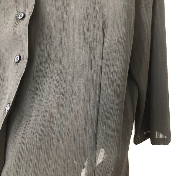 Elementz button down blouse black sheer stripes size XL - Picture 4 of 5